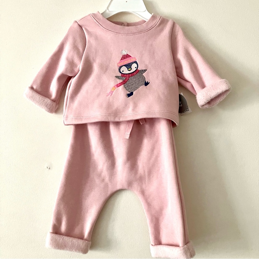 GAP Baby Vintage Soft Sweat Set Size 0 - 3 Months Pink NWT